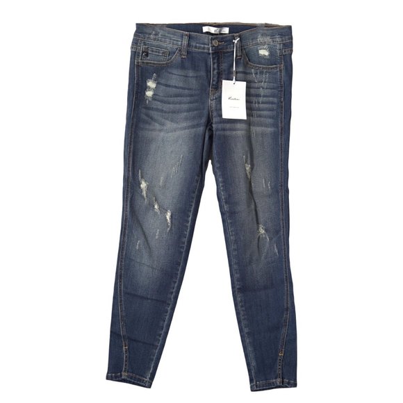 Denim - Distressed Split Ankle Dark Wash Jeans